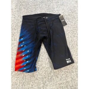 TYR Mens Durafast Elite Jammer Valiance Swim Shorts Navy Stars B13017H Size 32